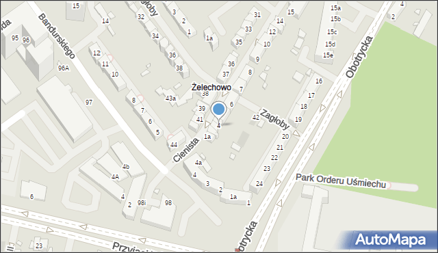 Szczecin, Cienista, 4, mapa Szczecina