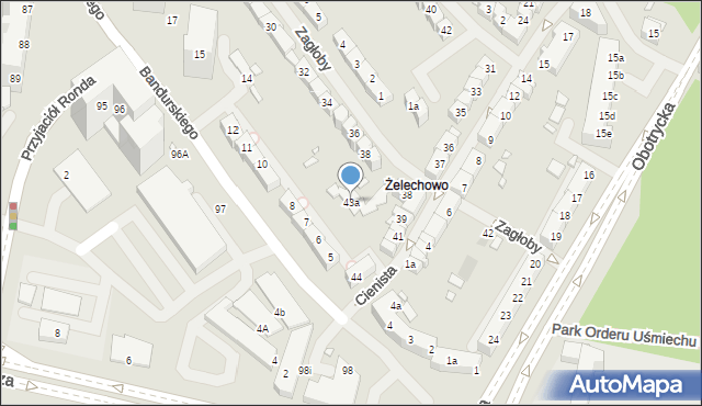 Szczecin, Cienista, 43a, mapa Szczecina