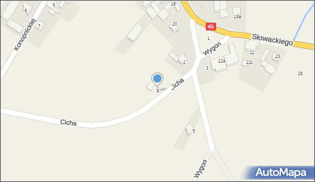 Szonowice, Cicha, 4, mapa Szonowice