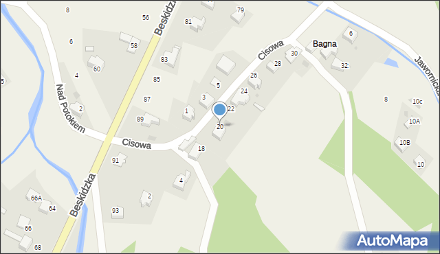 Targanice, Cisowa, 20, mapa Targanice