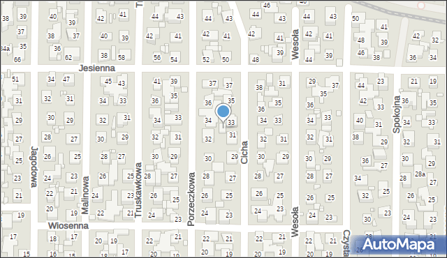 Toruń, Cicha, 33a, mapa Torunia