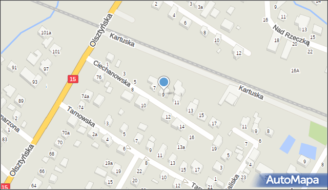 Toruń, Ciechanowska, 9, mapa Torunia