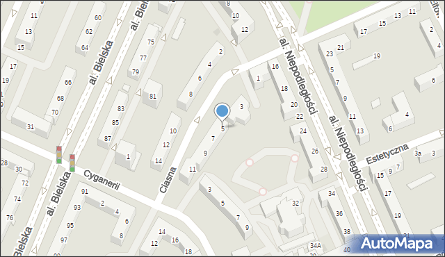 Tychy, Ciasna, 5, mapa Tychów