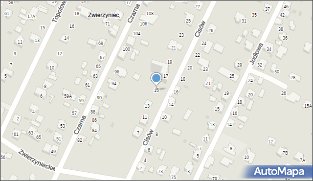 Tychy, Cisów, 15, mapa Tychów