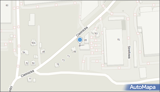 Tychy, Cielmicka, 67, mapa Tychów