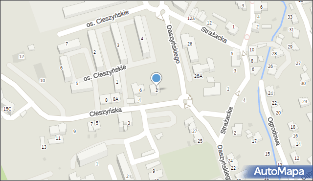 Ustroń, Cieszyńska, 2, mapa Ustroń