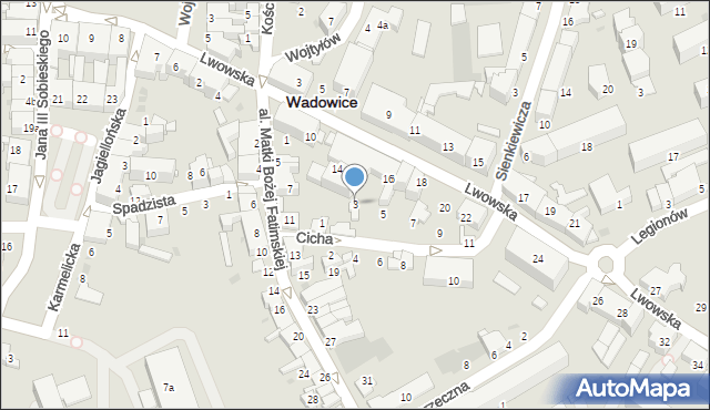 Wadowice, Cicha, 3, mapa Wadowice