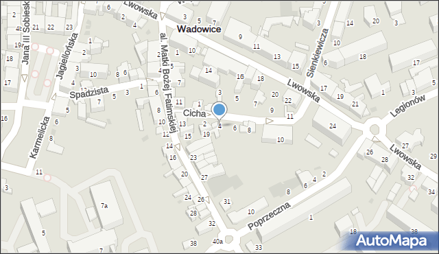 Wadowice, Cicha, 4, mapa Wadowice