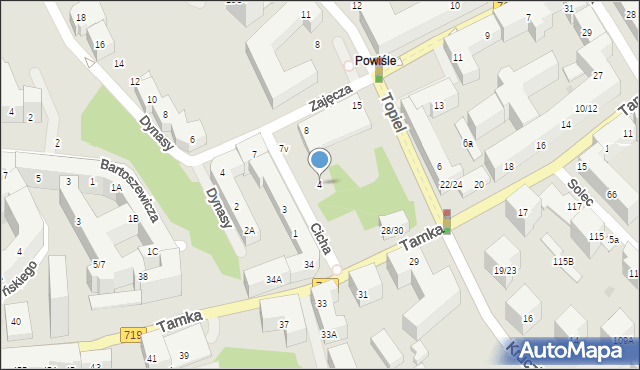 Warszawa, Cicha, 4, mapa Warszawy