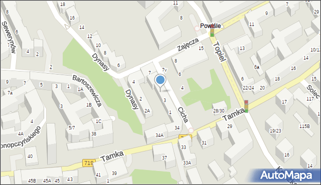 Warszawa, Cicha, 5, mapa Warszawy