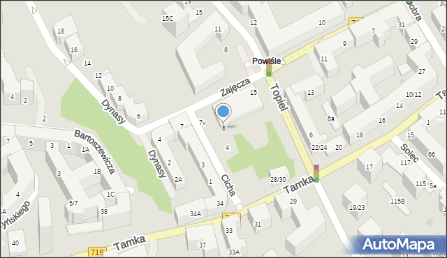 Warszawa, Cicha, 6, mapa Warszawy