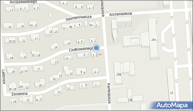 Warszawa, Ciołkowskiego Konstantego, 1, mapa Warszawy