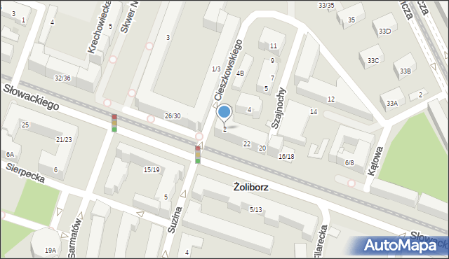 Warszawa, Cieszkowskiego Augusta, 2, mapa Warszawy