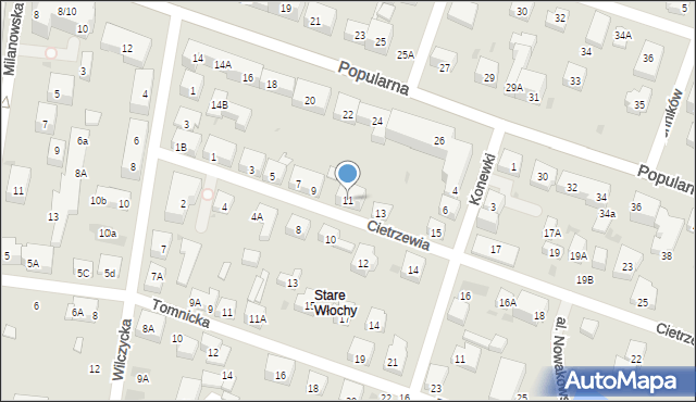 Warszawa, Cietrzewia, 11, mapa Warszawy