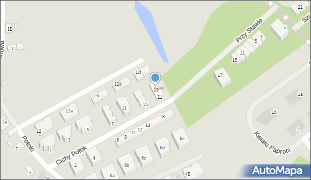 Warszawa, Cichy Potok, 19, mapa Warszawy
