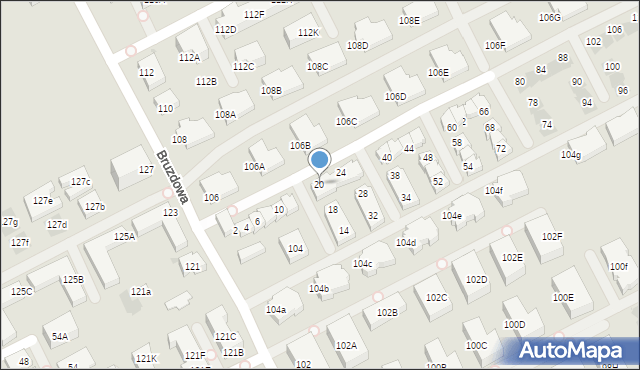 Warszawa, Cicha Dolina, 20, mapa Warszawy