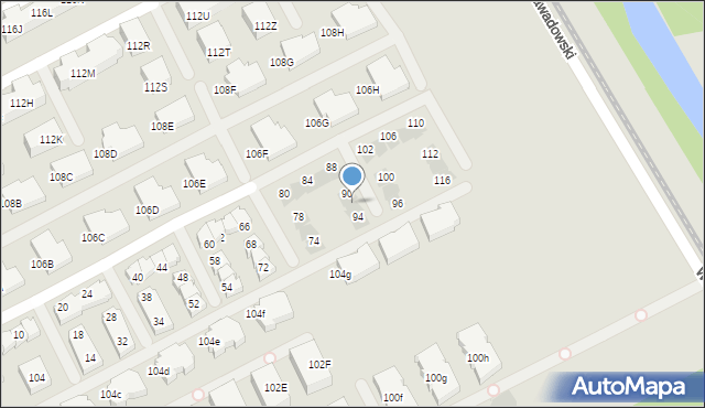 Warszawa, Cicha Dolina, 92, mapa Warszawy