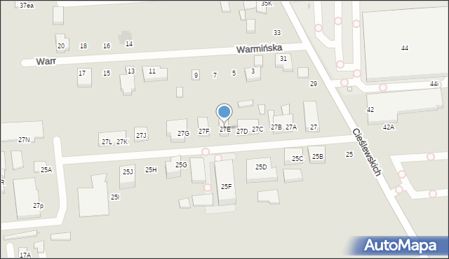 Warszawa, Cieślewskich, 27E, mapa Warszawy