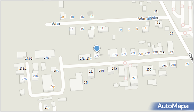 Warszawa, Cieślewskich, 27J, mapa Warszawy