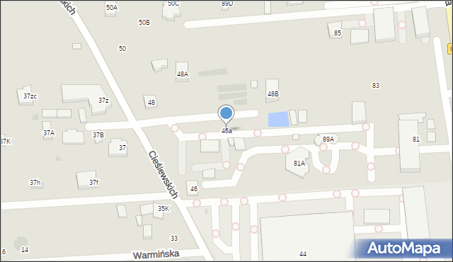 Warszawa, Cieślewskich, 46a, mapa Warszawy
