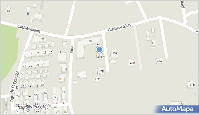 Warszawa, Cieślewskich, 47A, mapa Warszawy