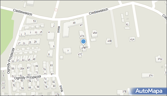 Warszawa, Cieślewskich, 47B, mapa Warszawy