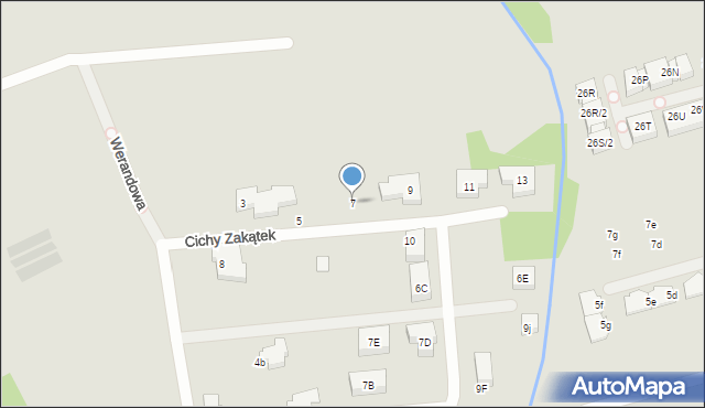 Warszawa, Cichy Zakątek, 7, mapa Warszawy