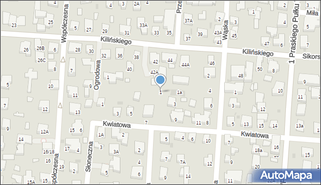 Warszawa, Cicha, 1, mapa Warszawy