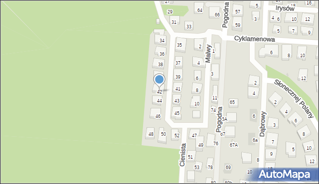 Warszawa, Cienista, 42, mapa Warszawy