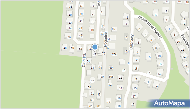 Warszawa, Cienista, 49, mapa Warszawy