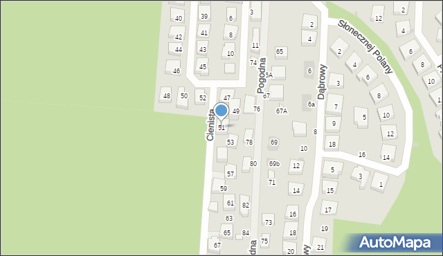 Warszawa, Cienista, 51, mapa Warszawy