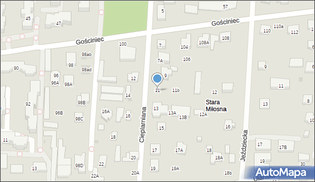 Warszawa, Cieplarniana, 11, mapa Warszawy