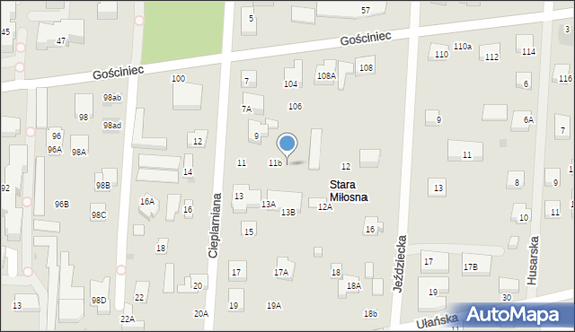 Warszawa, Cieplarniana, 11c, mapa Warszawy