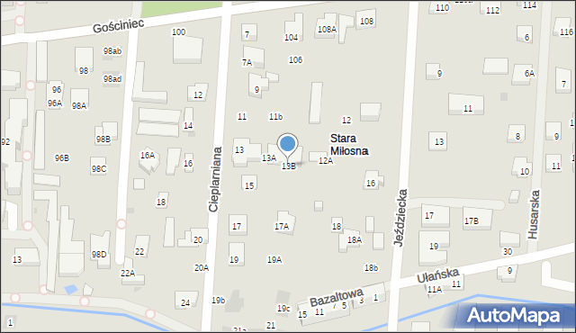 Warszawa, Cieplarniana, 13B, mapa Warszawy