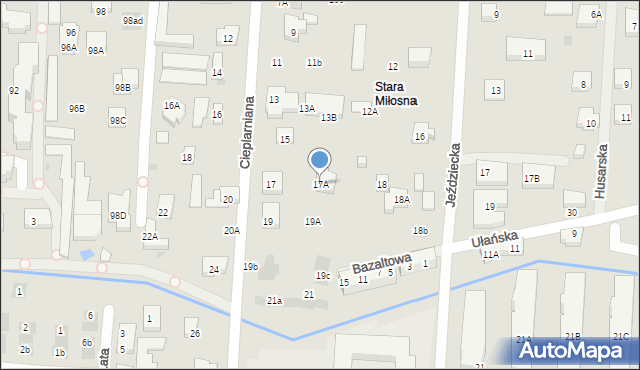 Warszawa, Cieplarniana, 17A, mapa Warszawy