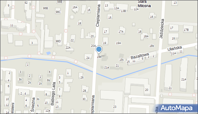 Warszawa, Cieplarniana, 19b, mapa Warszawy