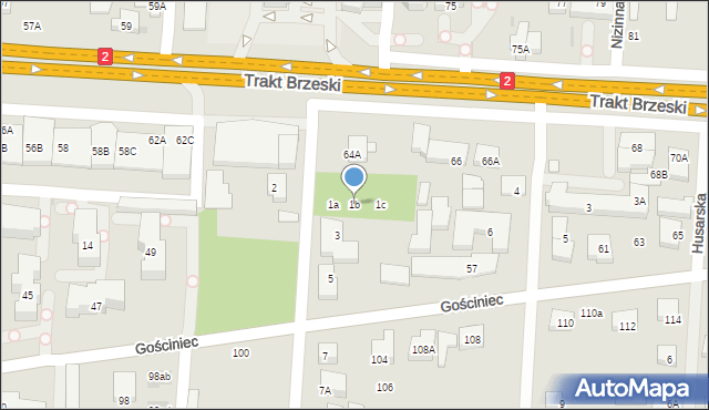 Warszawa, Cieplarniana, 1b, mapa Warszawy
