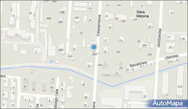 Warszawa, Cieplarniana, 20A, mapa Warszawy