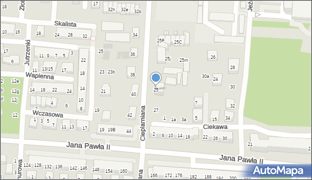 Warszawa, Cieplarniana, 25, mapa Warszawy