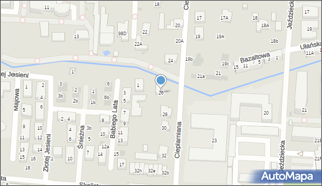 Warszawa, Cieplarniana, 26, mapa Warszawy