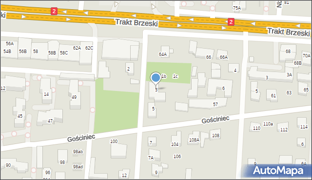 Warszawa, Cieplarniana, 3, mapa Warszawy