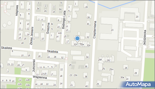 Warszawa, Cieplarniana, 32g, mapa Warszawy