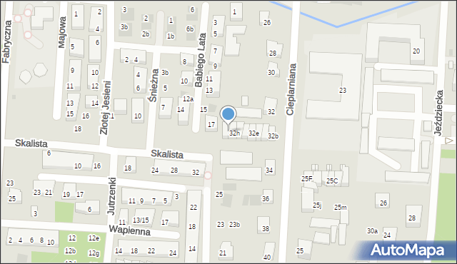 Warszawa, Cieplarniana, 32j, mapa Warszawy