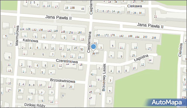 Warszawa, Cieplarniana, 35, mapa Warszawy
