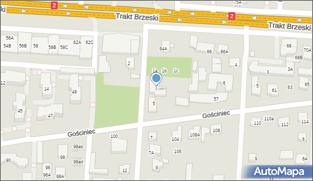 Warszawa, Cieplarniana, 3A, mapa Warszawy