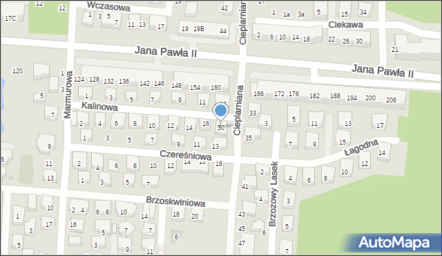 Warszawa, Cieplarniana, 50, mapa Warszawy