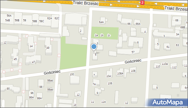 Warszawa, Cieplarniana, 5B, mapa Warszawy