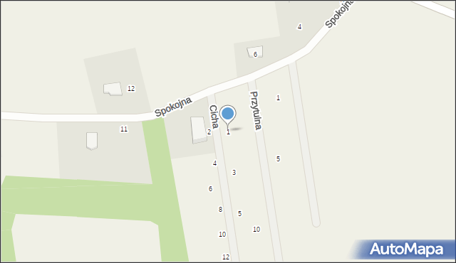 Warzno, Cicha, 1, mapa Warzno