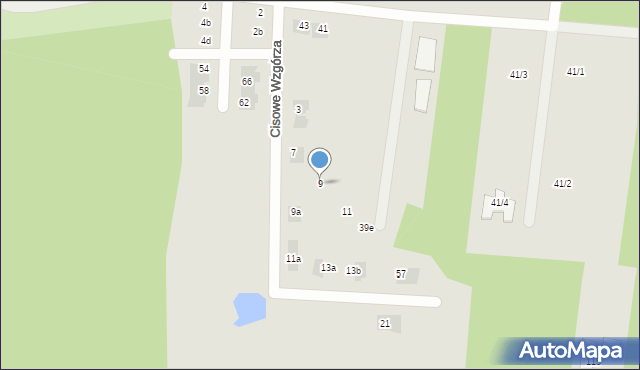 Wasilków, Cisowe Wzgórza, 9, mapa Wasilków