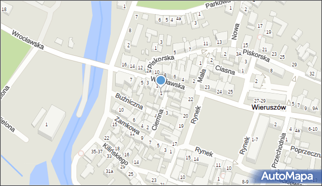 Wieruszów, Ciemna, 1, mapa Wieruszów